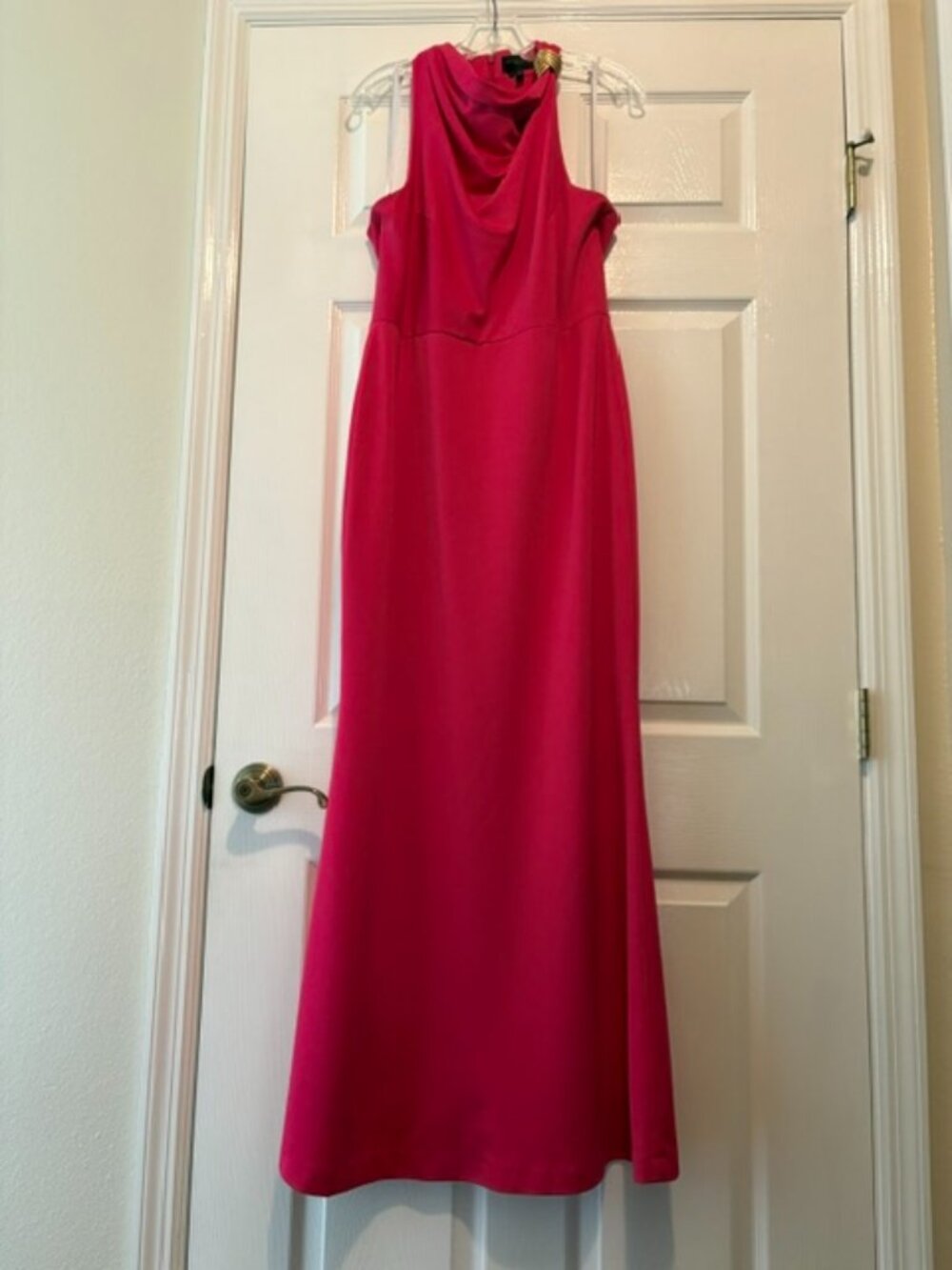 Donna Karan New York Fuchsia Pink Draped Formal Evening Gown Dress Size 12